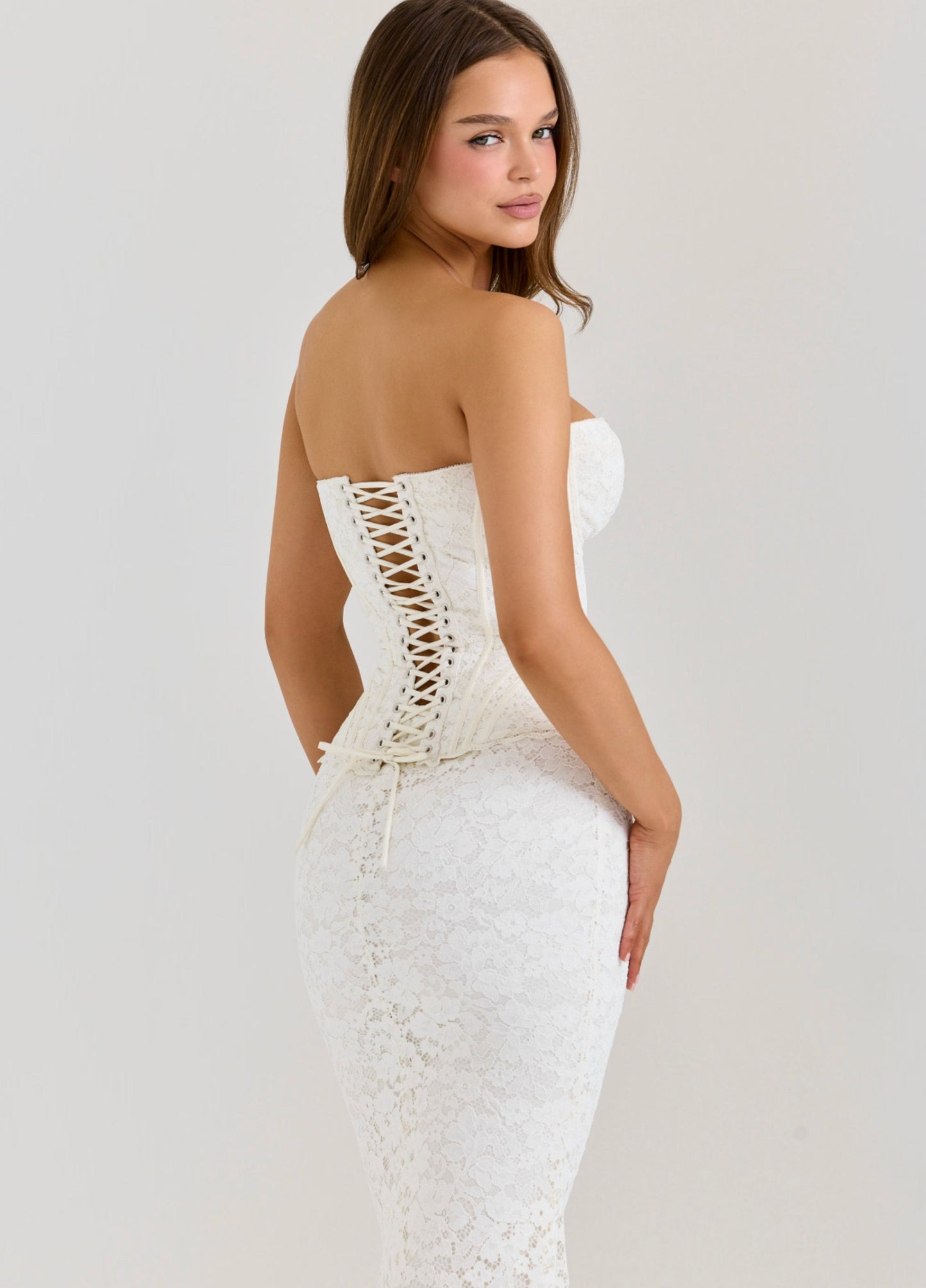 Alessia Lace Corset Maxi Dress - Ivory