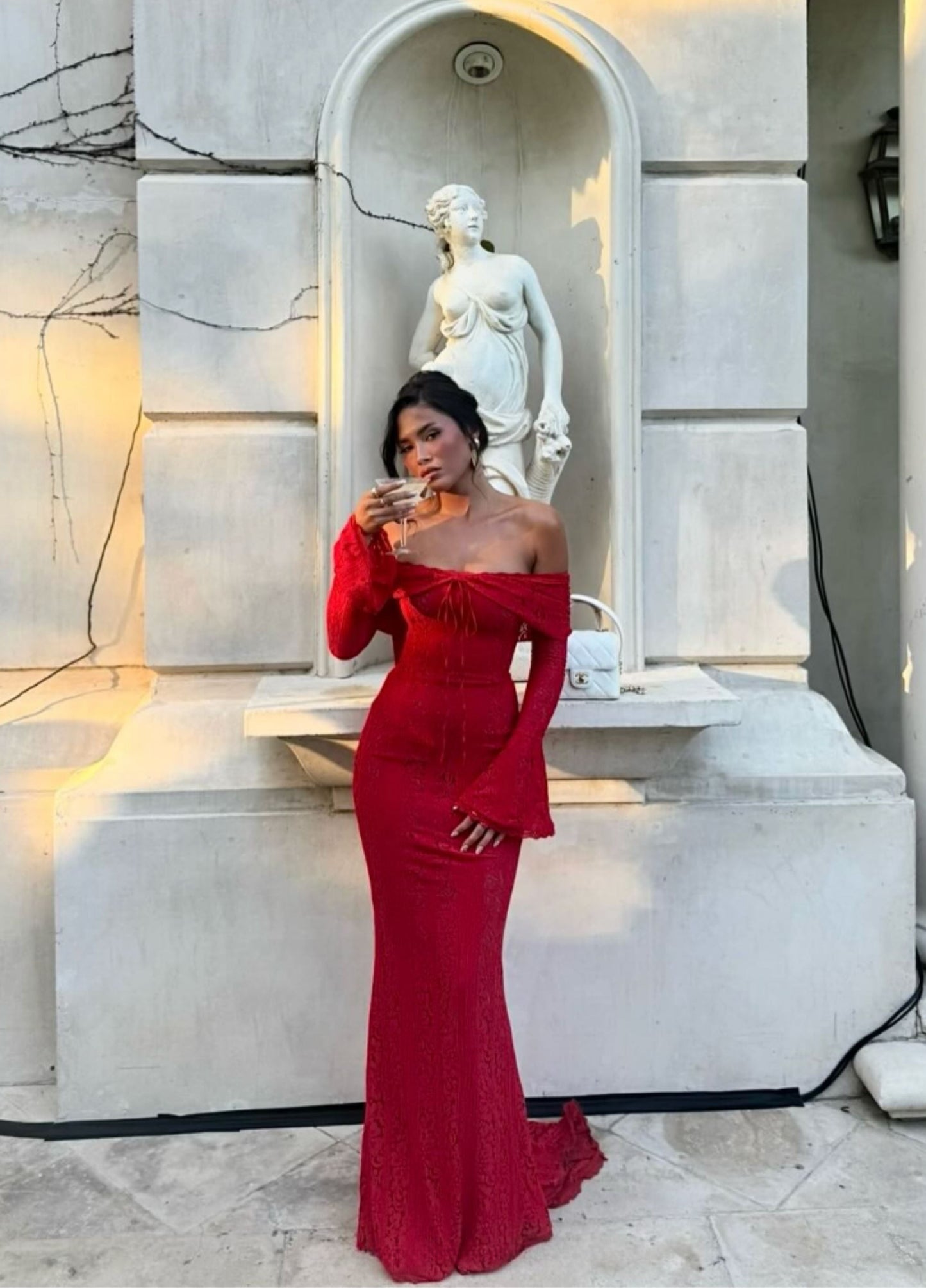 Clarisse Lace Maxi Dress - Red