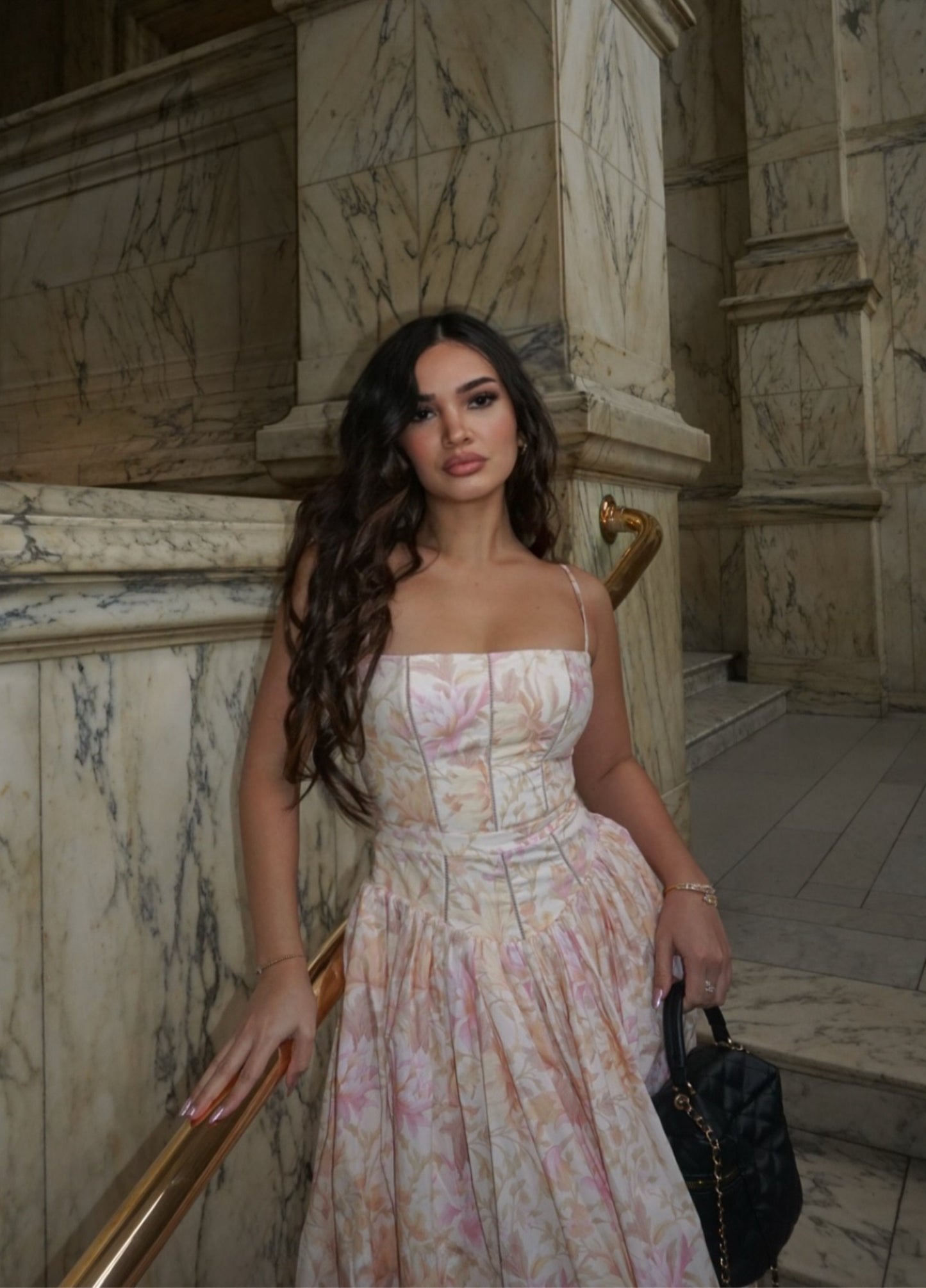 Seraphina Midi Dress - Peach Floral